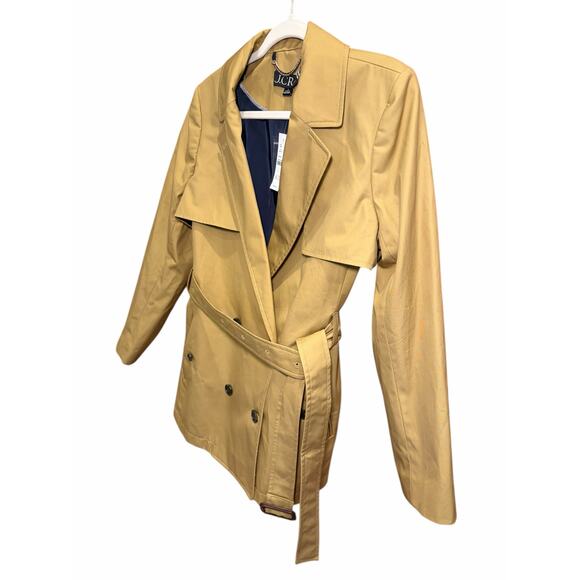 NWT J. Crew Women 8 Cropped Icon Trench Coat Honey Brown Tan Camel Belted Jacket - Picture 9 of 17